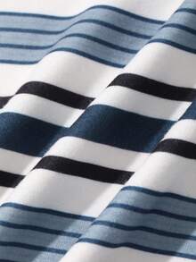 DAZY Women's Round Neck Striped Korean Style Casual Long Sleeve T-Shirt, Suitable For Spring And Autumn - Blue - View 3