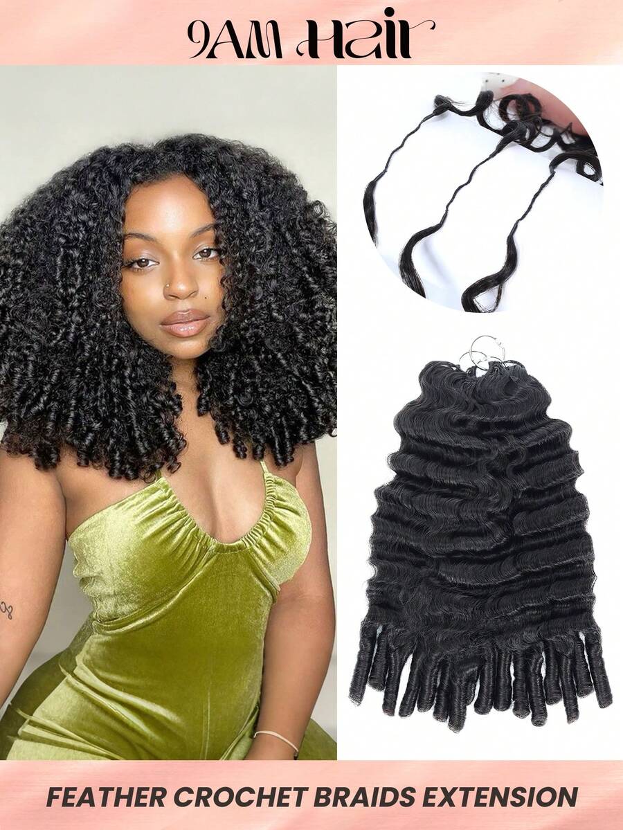 Boho Braids 波西米亚风辫子真人钩编发，100%真人发丝，缅甸卷曲羽毛线，微环钩编真人发接发，16/18/20英寸，100克/50克 - SNatural - 查看 1