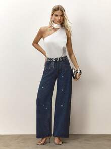 Daynim High Waist Wide Leg Jeans - Medium Wash - View 6