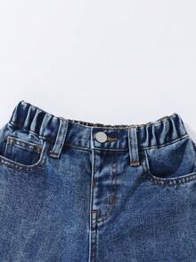 Quần jean denim xanh nhạt dáng ôm, nhiều túi, cạp chun, đa năng cho bé trai, phù hợp cho mọi mùa. - Rửa trung bình - Xem 5