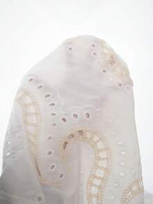 Solivie Women's White Embroidered Blouse, Elegant Holiday Doll Shirt - White - View 11