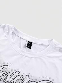 ROMWE MEN 男士字母和图案T恤 - 白色 - 查看 4