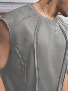 AXEPEAK Men's Solid Color Loose Fit Casual Sleeveless Vest - Grey - View 3