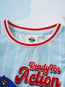 SHEIN | PAW Patrol Young Boy Letter & Cartoon Print Round Neck T-Shirt And Shorts Casual Daily Outfit - Multicolor - View 6