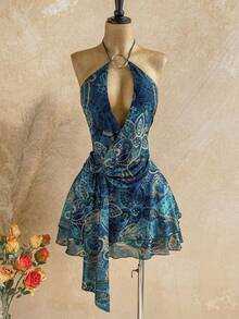 Soleia 女士复古佩斯利印花迷你连衣裙，度假风 - 彩色 - 查看 6