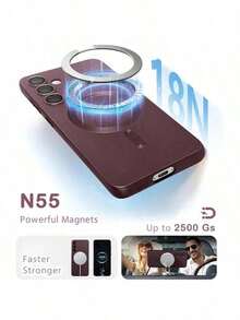 1pcLuxury Magnetic Phone Case Compatible With Samsung Galaxy S24 S25 S22 S23 Ultra Plus S20 S21 FE Note 20 A35 A55 A05 A15, Soft TPU Material - Burgundy - View 4