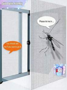 Red mosquitera y ventana DIY de verano invisible, pantalla integrada para puerta y ventana, pantalla de ventana que se puede cortar a medida - Multicolor - Ver 1