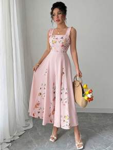 de patchwork en la cintura para mujer, elegante para vacaciones, ir al trabajo y uso diario, sin mangas - Rosa vieja - Ver 10
