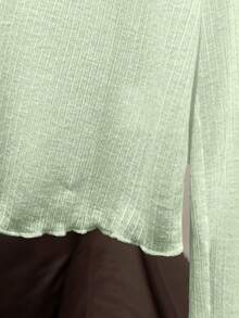 Resyla 法式无袖连衣裙罩衫，荷叶边长袖T恤罩衫，夏季轻薄针织披肩 - 薄荷綠 - 查看 3