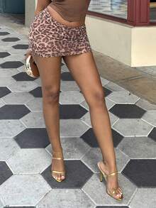 Alexandranx Váy bó sát in họa tiết da báo dành cho nữ có lót - Nhiều màu - Xem 6