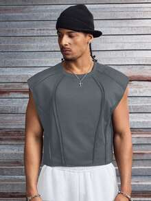 AXEPEAK Tank Top Polos Kasual Pria, Serbaguna untuk Musim Panas - Grey - View 5