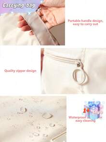 SHEIN 1 Túi đựng đồ trang điểm treo đa năng, Túi đựng đồ, Sức chứa lớn, Thuận tiện mang theo làm quà tặng Giáng sinh cho ngày lễ, Phong cách Boho - Màu be - Xem 10