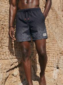 Palasendo Men's Fashion Casual Beach/Swim Shorts, Suitable For Summer, Hawaiian - Grey - View 6