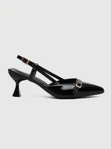 CUCCOO BIZCHIC Women's Pointed Toe Thin High Heel All-Match Simple Versatile Work/Commute Black Pumps For Christmas Spring Shoes - Black - View 2
