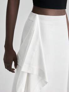 Ontre 女士象牙色纸质A字裙，优雅适合婚礼宾客，简约浪漫的法式风情，奢华都市时尚商务休闲办公装，低调复古高端通勤装，适合乡村音乐节、假日、复活节、暑假等场合。 - 白色 - 查看 6