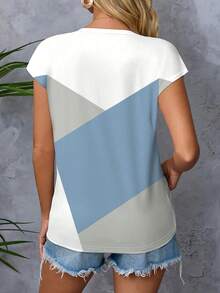 Áo thun nữ cổ chữ V không tay, thiết kế phối màu tương phản cổ điển, kiểu dáng thanh lịch, thoải mái, đa năng, thích hợp cho hoạt động ngoài trời mùa hè, đi làm và mặc hàng ngày. - Nhiều màu - Xem 2