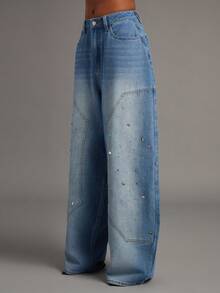 NYA SZN GEMSTONE CARPENTER BAGGY BARREL RELAXED JEANS - Medium Wash - View 7