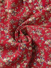 Chiquease Blusa casual de hombros descubiertos con estampado floral diminuto para uso diario - Rojo - Ver 5