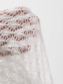 Livesso 女士深V领蕾丝面料长袖短款沙滩罩衫泳衣 - 白色 - 查看 9