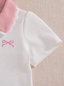 Souflis Souflis 法国新款夏季女婴短袖休闲POLO衫，粉色撞色领口饰以精致蝴蝶结刺绣，春夏款 - 彩色 - 查看 9