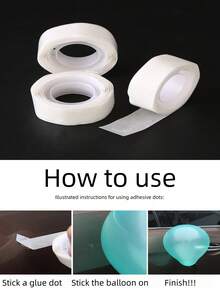 100 piezas de cinta adhesiva invisible para globos, puntos de pegamento adhesivo transparente de doble cara extraíble para decoraciones colgantes de boda, cumpleaños, fiestas y suministros - Cinta de doble cara - Ver 8