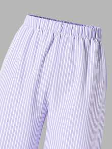 SHEIN Sparklyn 2件套少女休闲吊带背心和阔腿裤套装，夏季 - 淡紫色 - 查看 6
