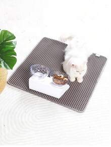 Waterproof And Urine-Proof Double-Layer Foldable Cat Litter Collection Mat, Pet Rug/Mat, Cat-Specific, Pet Cleaning Supplies. - Grey - View 6