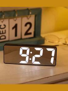 1PC LED Mirror Desk Clock, Digital Alarm Clock With Snooze Function, Time Display, Desk Electronic Night Light, USB Port, Home Decor, Suitable For Bedroom, Office, Room, Dorm, Back To School Study Supplies - multicolor - View 3