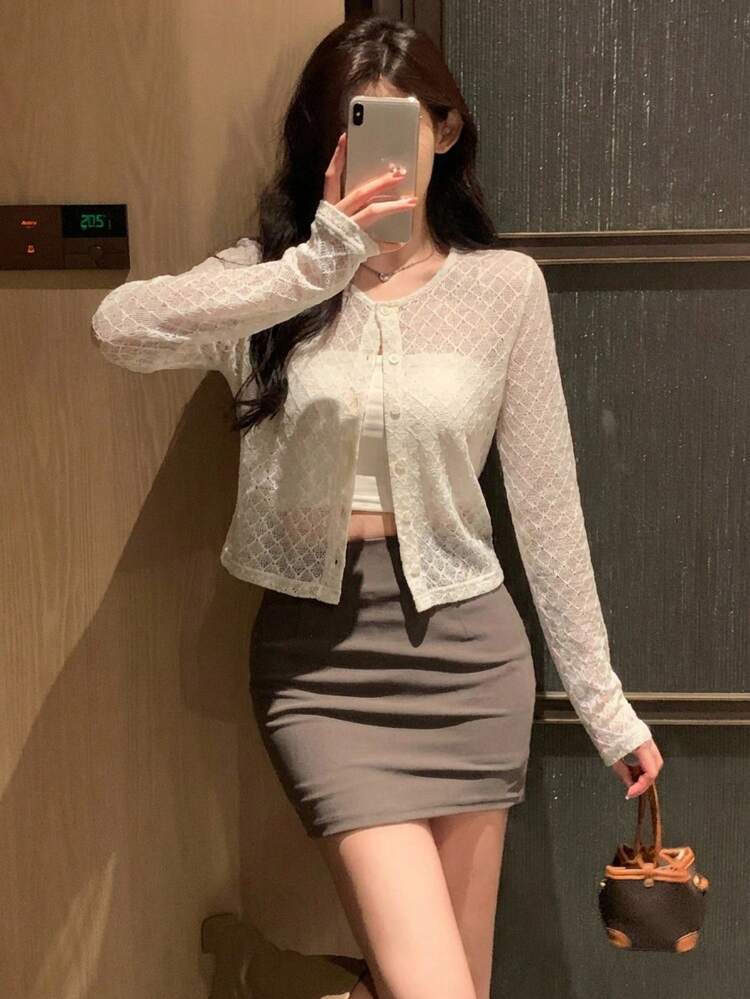 Women's Casual Loose Crew Neck Open Front T-Shirt