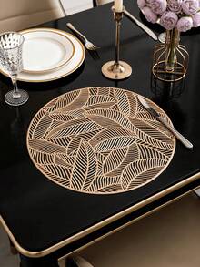 1-8pcs Simple Gold PVC Placemats, Washable, Easy To Clean, Wipe-Clean, Non-Slip, Dining Table Mats, Sweet Reverie, Elegant Placemats, Tabletop Setting, Kitchen Dining Mat, Holiday Wedding Decor - Multicolor - View 7