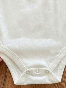 SHEIN 3pcs/Set Cute Casual Pink Bow Knitted Bodysuit For Baby Girl - Purple - View 5