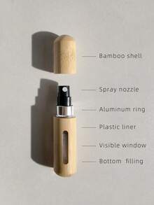 1pc 5ml + 1pc 8ml Perfume Atomizer Bottle Set, High-End Bamboo Shell Bottom Refillable Spray Bottle, Empty Travel Size Perfume Container With Leak-Proof Design, Portable Small Empty Bottle For Fragrance, Mini Perfume, Spray Bottle For Hair - Khaki - View 4