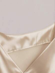 Lyxana Camiseta de mujer de unicolor con nudo lateral de moda - Champán - Ver 4
