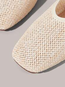 Styleloop 女士鞋履 假日风编织鞋 面条带女士平底鞋 假日风穿搭 波西米亚风穿搭 美式复古风 波西米亚风 西部风 音乐节穿搭 派对穿搭 平底女鞋 - 杏色 - 查看 4