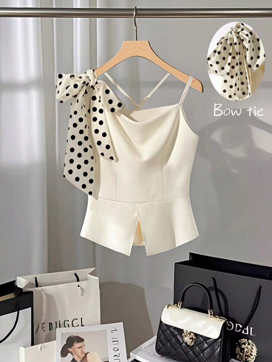 GlowEve CURVE Plus Size Women's X-Style Camisole Top With Bow Tie, Fashionable And Elegant, Spring/Summer - Apricot - View 1