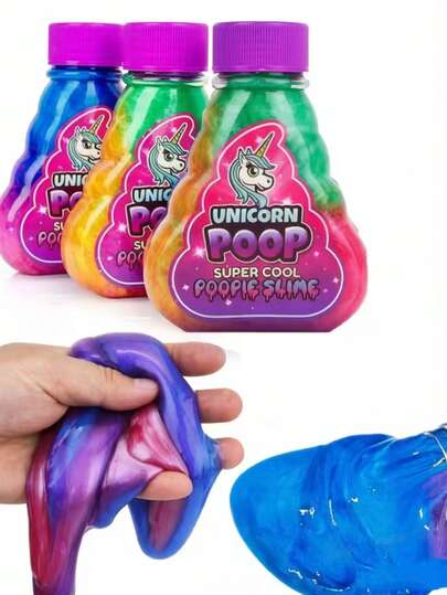 POKOJA LAND A Rainbow Unicorn Slime Colorful Experimental Bottle, Sensory Toy, Stress Toy, Rich In Colors, Squishy Toy, Touch Like Jelly, Icy Cold And Slippery, Toy For Kids, Easter, Birthday, Halloween, Holiday Gift.