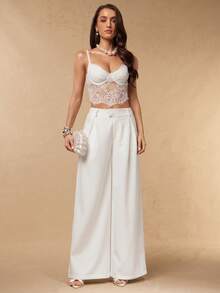 Silquee Women's Lace Ruffle Sexy Versatile Date Night Camisole Top - White - View 3