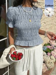 Serisse Áo sơ mi kẻ sọc thường ngày dành cho nữ, thời trang mùa hè. - Nhiều màu - Xem 4