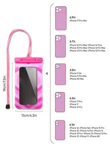 THE POWERPUFF GIRLS X SHEIN 1 Túi đựng điện thoại di động chống nước, trong suốt, in hình hoạt hình, thích hợp cho các hoạt động thể thao dưới nước như chèo thuyền vượt thác, đi biển, bơi lội, đi thuyền buồm, chèo kayak, leo núi, bảo vệ điện thoại di động, máy ảnh, tiền mặt, hộ chiếu, giấy tờ khỏi nước, cát, tuyết, bụi bẩn, họa tiết tình yêu, hoa nở, bong bóng, hoa mao lương. - Hồng - Xem 10