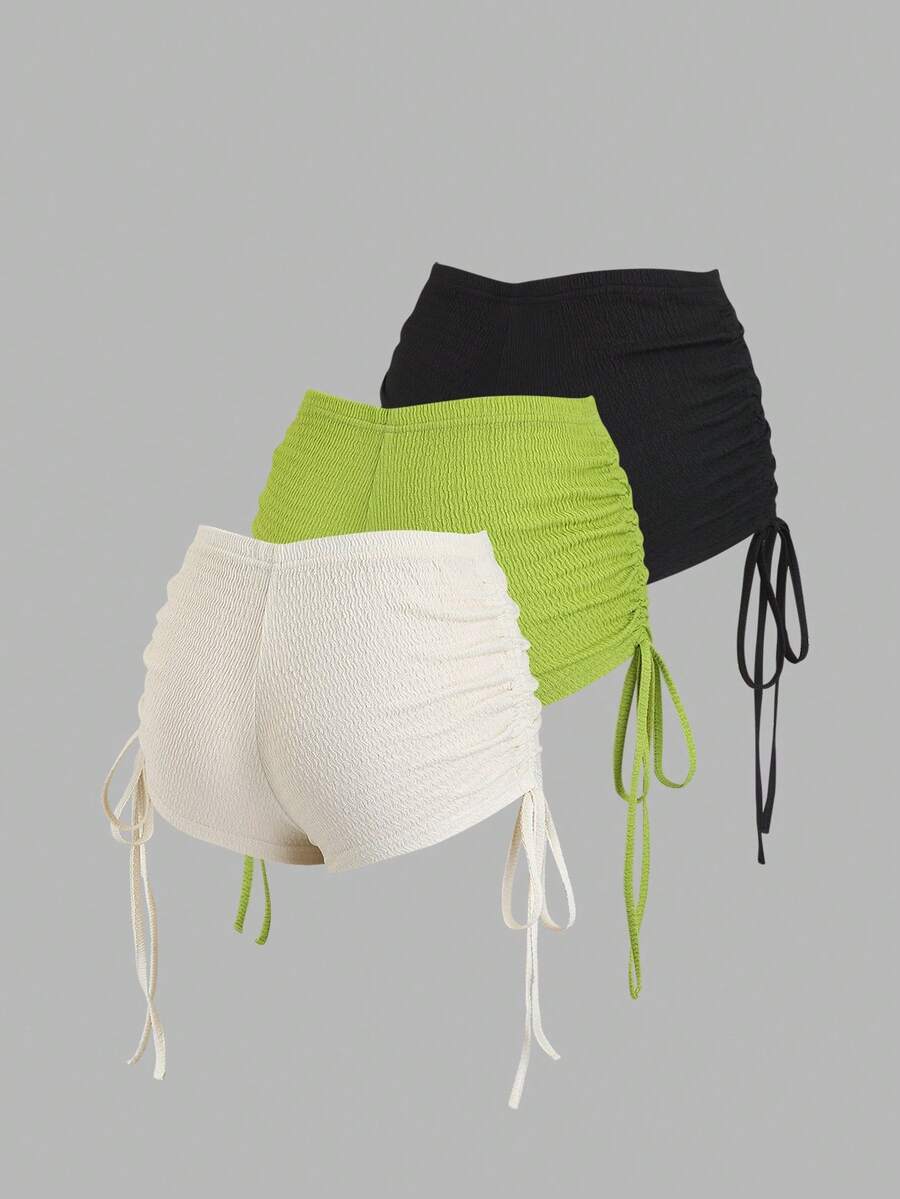 Sweetra Women's Y2K Sexy Pleated Drawstring Textured Fabric Shorts - Multicolor - View 1