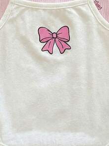 SHEIN 3pcs/Set Cute Casual Pink Bow Knitted Bodysuit For Baby Girl - Purple - View 4