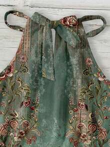 SHEIN LUNE Áo tank top cổ yếm dáng suông thoải mái dành cho nữ, họa tiết hoa cổ điển, thích hợp cho mùa xuân và mùa hè. - Nhiều màu - Xem 6