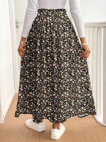 SHEIN Frenchy 女士休闲度假高开衩伞裙，适合夏季，碎花裙，女士度假装扮 - 彩色 - 查看 2