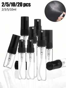 Chai xịt nước hoa màu đen trong suốt có thể nạp lại, phun sương mịn, chai xịt nước hoa mini có thể nạp lại, hộp đựng tinh chất mỹ phẩm, chai đựng nước hoa, hộp bơm xịt nước hoa, chai xịt nước hoa mini bỏ túi, dụng cụ chuyển nước hoa có thể nạp lại (2ml/3ml/5ml/10ml), vật dụng cần thiết khi đi du lịch, tinh chất nước hoa. - màu đen - Xem 1