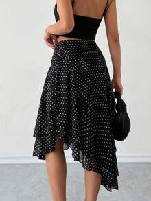 Ritzy Row Elegant och mångsidig bantningskjol med prickar för kvinnor - Svart - Visa 2