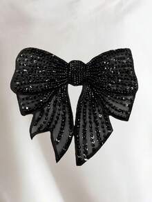 SHEIN 6件套少女春夏休闲时尚创意个性清新可爱简约亮面黑粉蝴蝶结皇冠图案印花T恤短裤套装，舒适日常穿着，温暖夏日风格，适合少女 - 彩色 - 查看 4