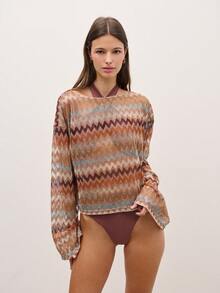 Nöista Cozy Sweater Featuring A Soft Zigzag Pattern In Earthy Browns Designed With A Relaxed, Slightly Boxy Fit And Long Sleeves For Everyday Wear, - Multicolor - View 1