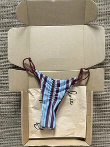 Swim Mod Women's Jacquard Fabric Ruched Bikini Bottom, Spring/Summer - Multicolor - View 1