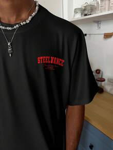 STEELVANCE Men's Casual Letter Print T-Shirt, Summer - Multicolor - View 5