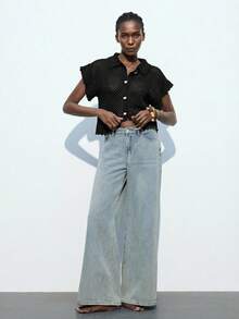 Maija 度假休闲纯色镂空针织开衫 - 黑色 - 查看 7